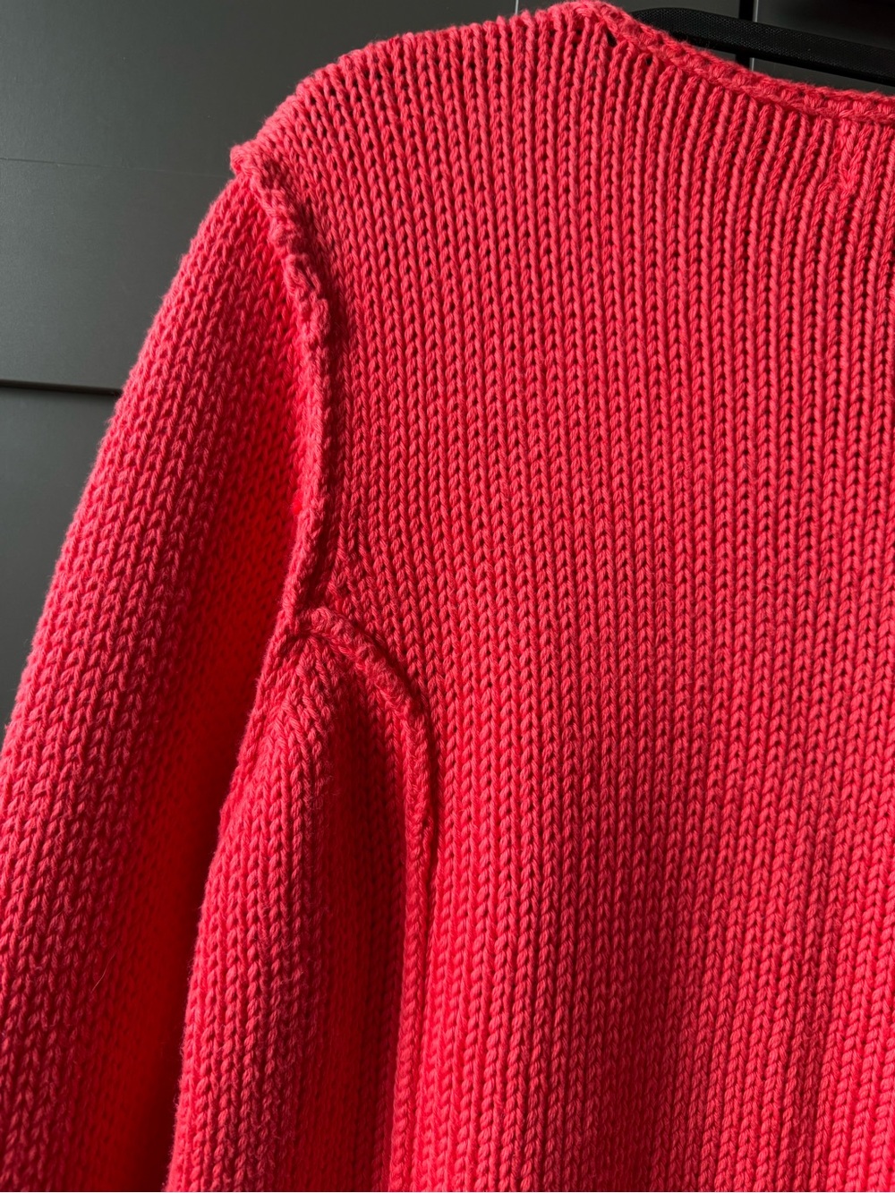 Pure Handknit brand Bright coral Chunky 100% cott Knit Sweater. L 12/14 Canada - Picture 13 of 15